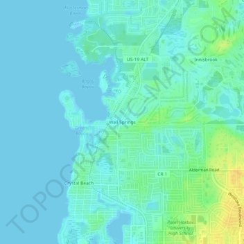 Carte topographique Wall Springs, altitude, relief