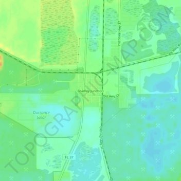 Carte topographique Bradley Junction, altitude, relief