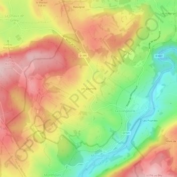 Carte topographique Les Courtots, altitude, relief