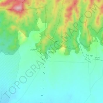 Carte topographique Belwali, altitude, relief