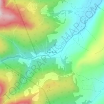 Carte topographique Tigre Preto, altitude, relief