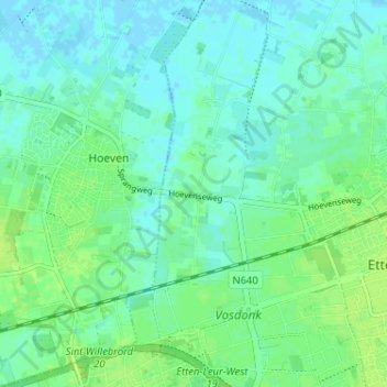 Carte topographique Hoge Donk, altitude, relief