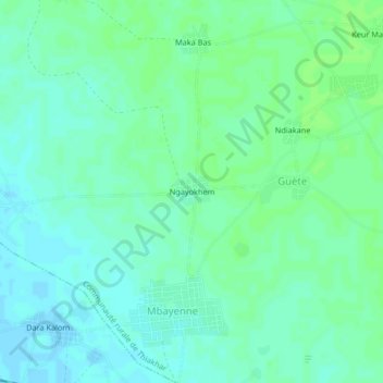 Carte topographique Ngayokhem, altitude, relief