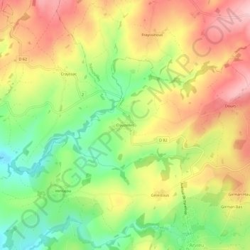 Carte topographique Clauzelles, altitude, relief
