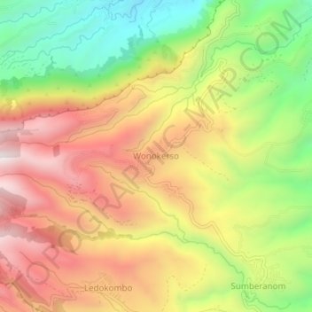 Carte topographique Wonokerso, altitude, relief