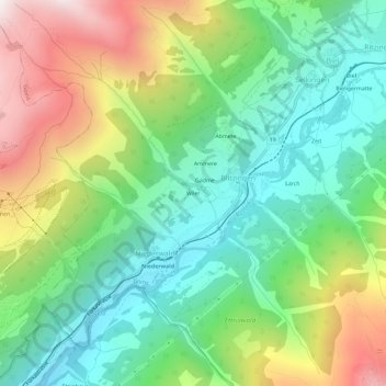 Carte topographique Wiler, altitude, relief