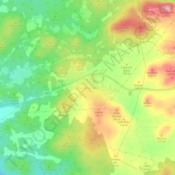 Carte topographique Rovinjsko Selo, altitude, relief
