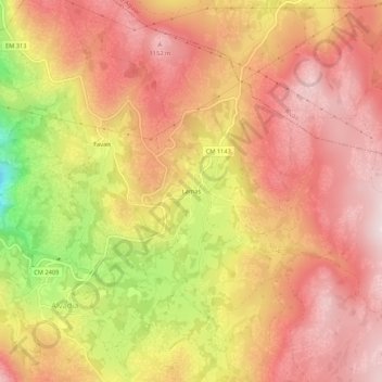 Carte topographique Lamas, altitude, relief