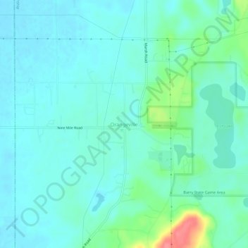 Carte topographique Orangeville, altitude, relief