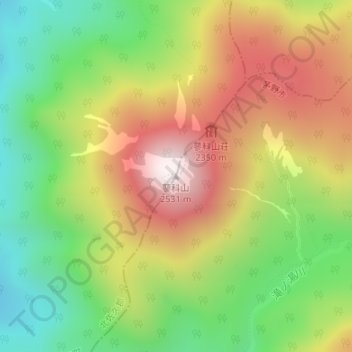 Carte topographique Mount Tateshina, altitude, relief