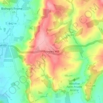 Carte topographique Fromes Hill, altitude, relief