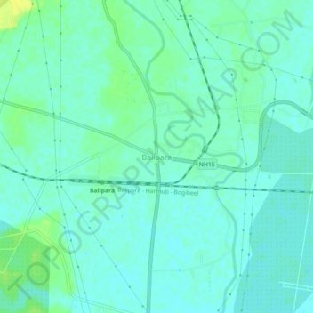 Carte topographique Balipara, altitude, relief