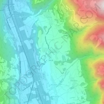 Carte topographique Paspels, altitude, relief