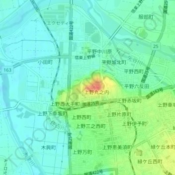 Carte topographique Iga Ueno Castle, altitude, relief