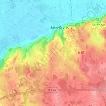 Carte topographique La Crois Ferrigand, altitude, relief
