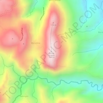 Carte topographique Mount Unapan, altitude, relief