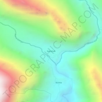 Carte topographique Gamshali, altitude, relief