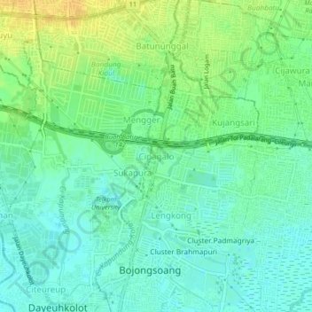 Carte topographique Cipagalo, altitude, relief