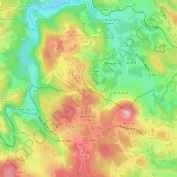 Carte topographique Puissant, altitude, relief