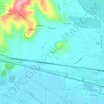 Carte topographique Fornello, altitude, relief