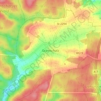Carte topographique Gramschatz, altitude, relief