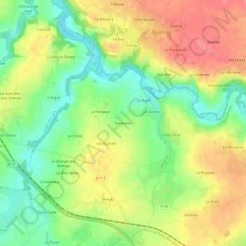 Carte topographique Pommelin, altitude, relief