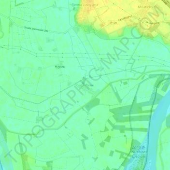 Carte topographique Guzzafame, altitude, relief