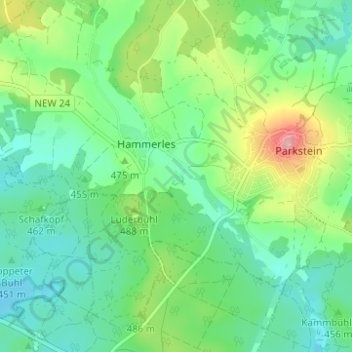 Carte topographique Neumühle, altitude, relief