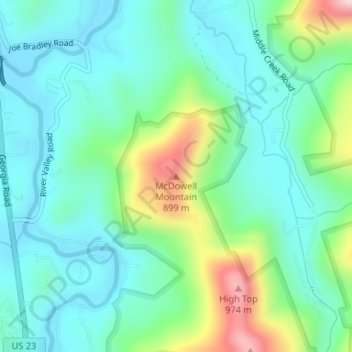 Carte topographique McDowell Mountain, altitude, relief