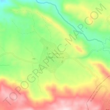 Carte topographique San Juan del Reparo Norte, altitude, relief