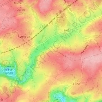 Carte topographique Basse-Rafhay, altitude, relief
