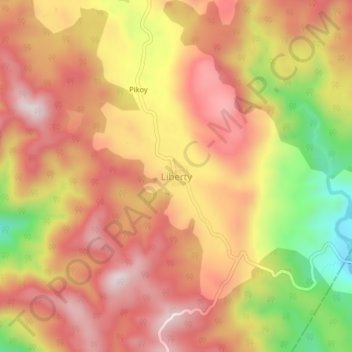 Carte topographique Liberty, altitude, relief