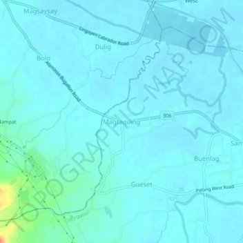Carte topographique Magtaquing, altitude, relief