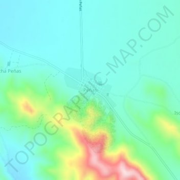 Carte topographique Peñas, altitude, relief