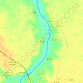 Carte topographique Hingna, altitude, relief