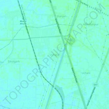 Carte topographique Uchana, altitude, relief
