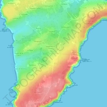 Carte topographique Saint-Hernot, altitude, relief