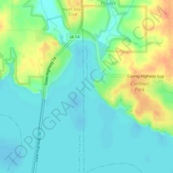 Carte topographique Cordova, altitude, relief