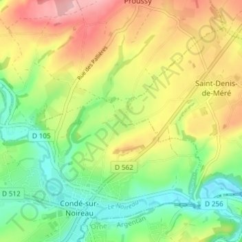 Carte topographique Bouilly, altitude, relief