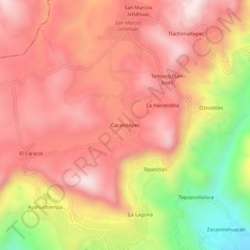 Carte topographique Cacalotepec, altitude, relief