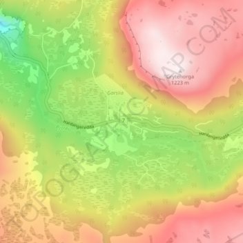 Carte topographique Garen, altitude, relief