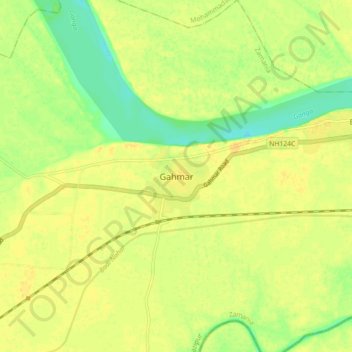 Carte topographique Gahmar, altitude, relief