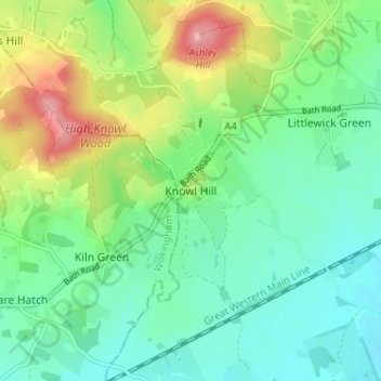Carte topographique Knowl Hill, altitude, relief