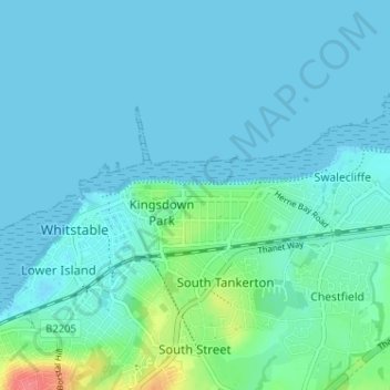 Carte topographique Tankerton, altitude, relief