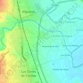 Carte topographique Cotillas, altitude, relief