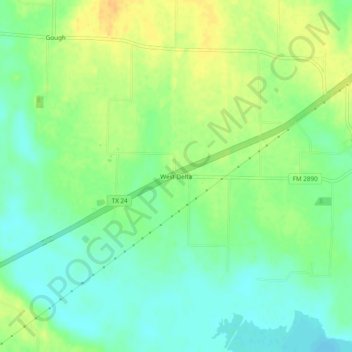 Carte topographique West Delta, altitude, relief