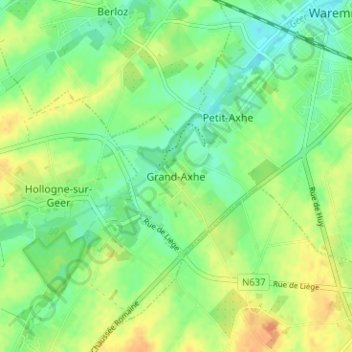 Carte topographique Grand-Axhe, altitude, relief