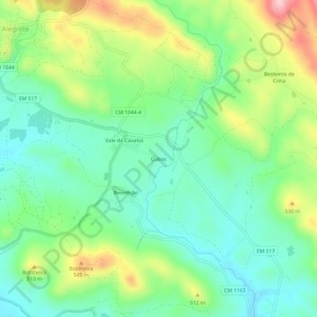 Carte topographique Cubos, altitude, relief