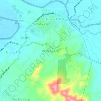 Carte topographique Imelda Valley, altitude, relief