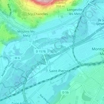 Carte topographique La Noette, altitude, relief